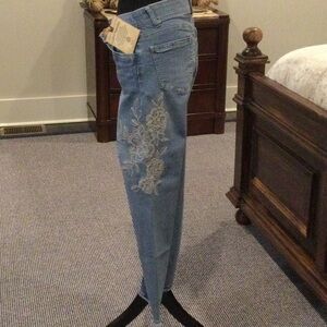 Women's Light Blue Embroidered Jeans by Democracy